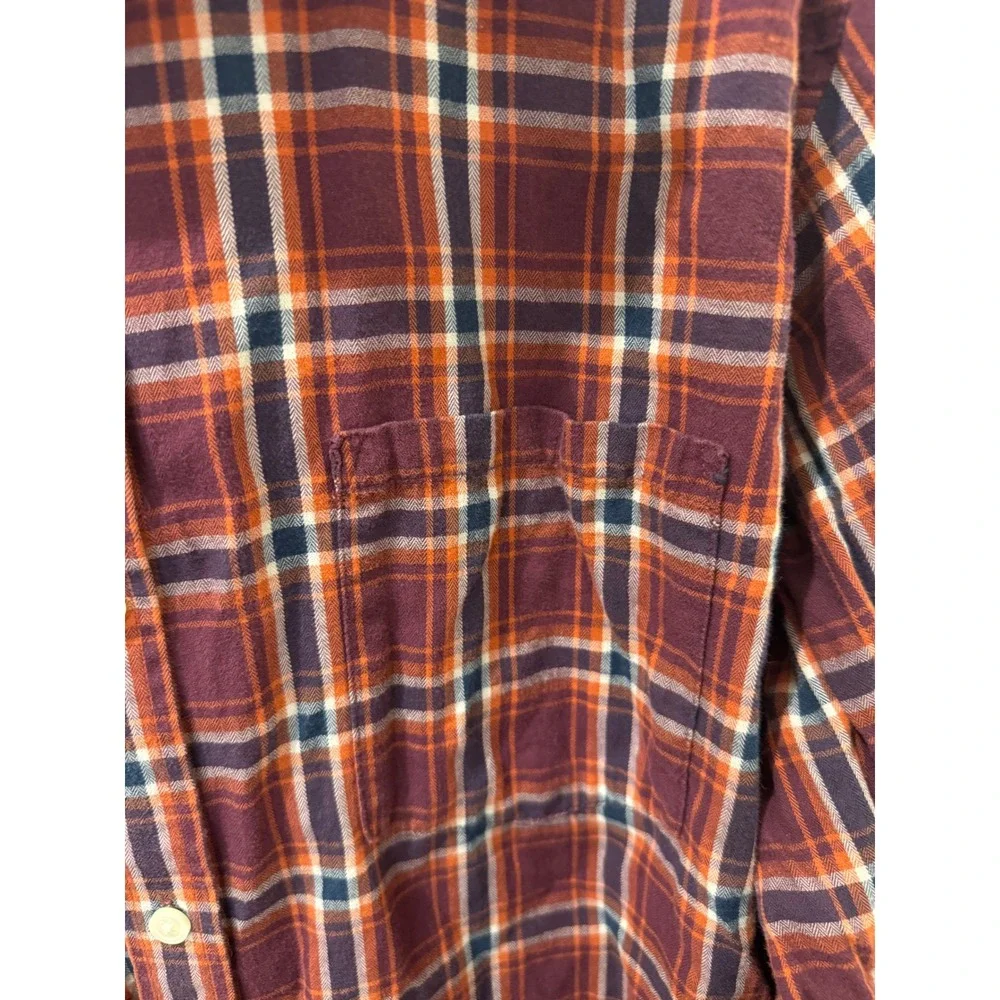 Banana Republic Soft Wash Mens XXL Long Sleeve Plaid‎ Button Down Shirt Burgundy